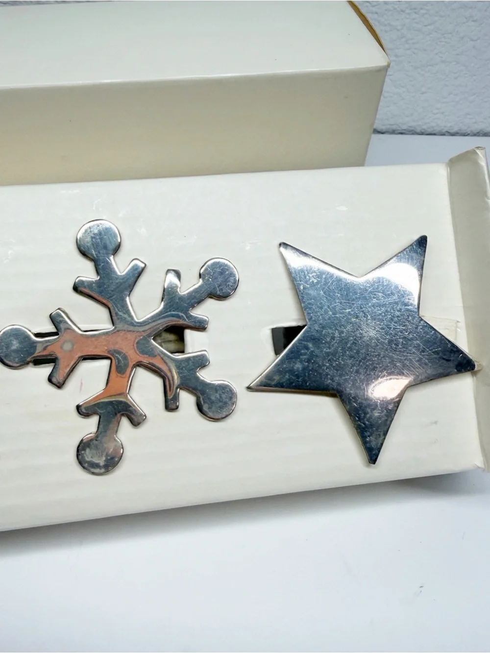 Pier 1 Silver Plated Napkin Rings Reindeer Tree Snowflake Star